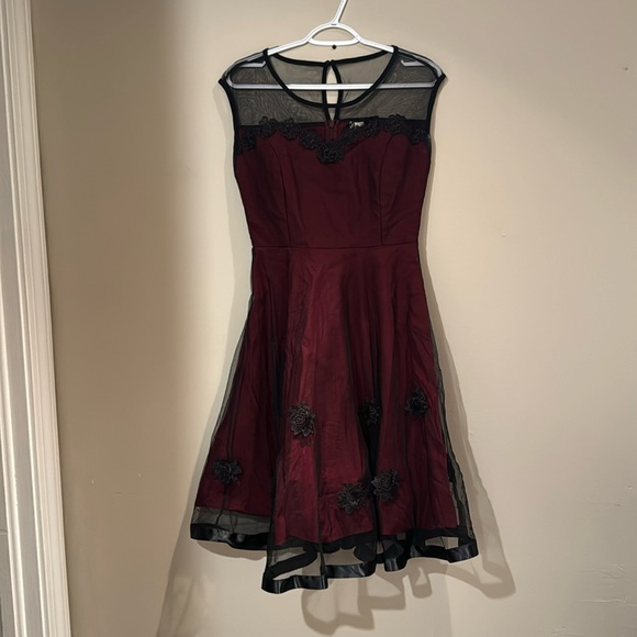 missmay Dresses & Skirts - Formal Red/Rose/Black/Mesh Dress (M)